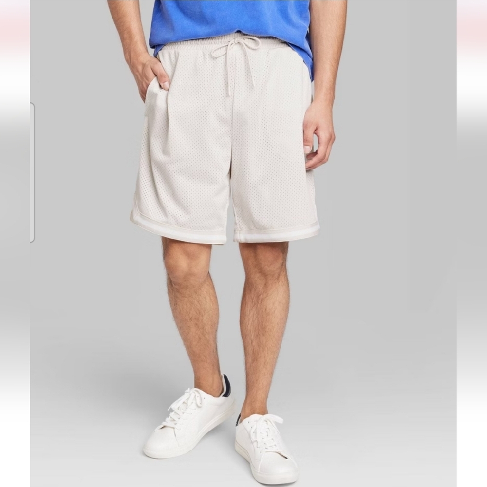 Men's 8" Pull-On Shorts - Original Use Light Gray XXL: Above Knee, Mesh, Solid